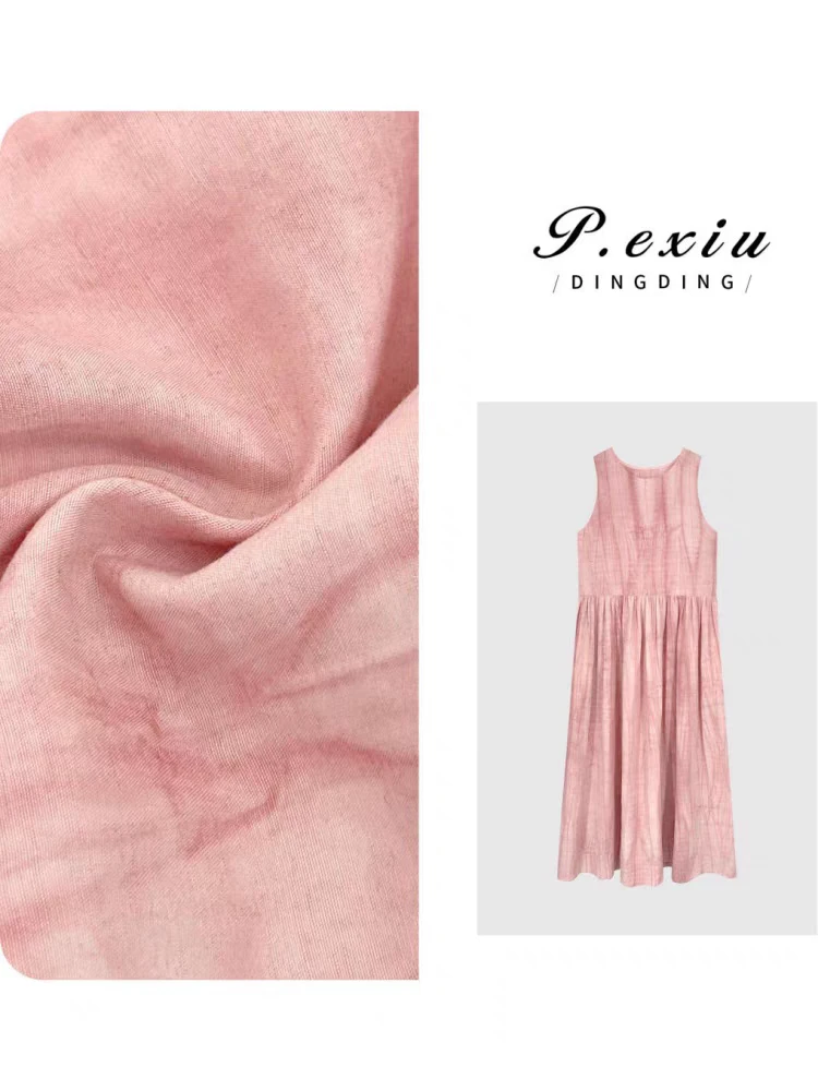 长裙连衣裙复古扎染冰丝麻裙夏季针织背心裙无袖