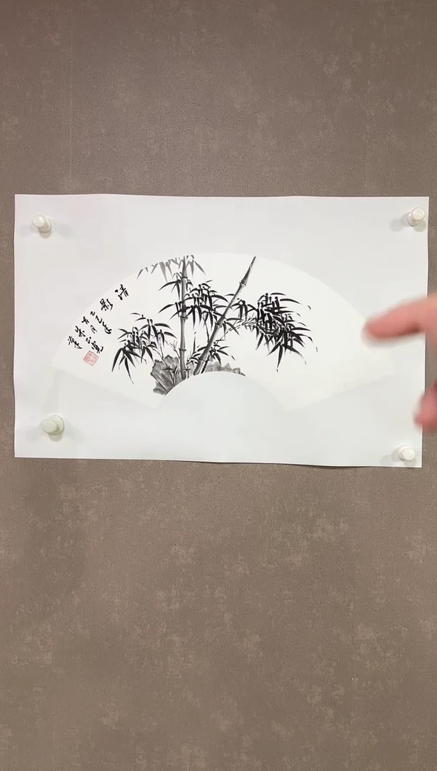 绘画2朱陆军扇面竹子绘画作品