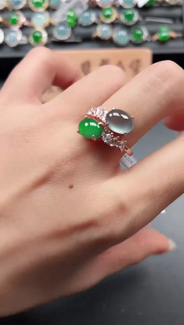 银S925镶嵌戒指翡翠111