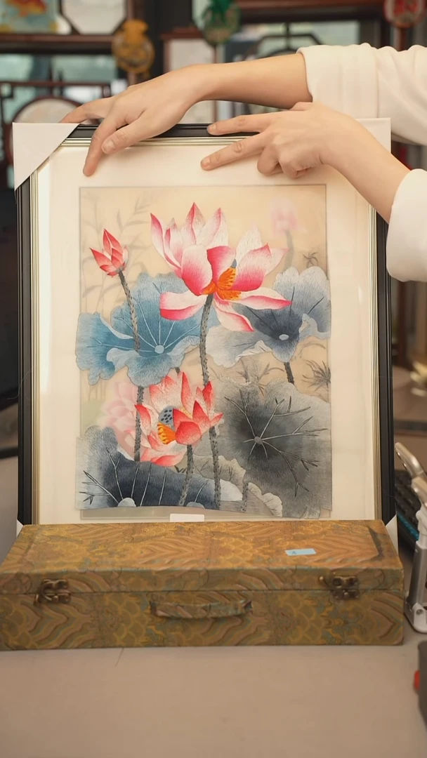 扇子苏绣绣片 30乘40