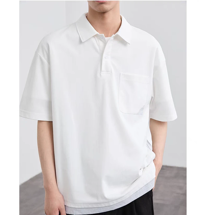 拼接polo衫短袖男夏季新款潮韩版休闲通勤宽松半袖体恤6029