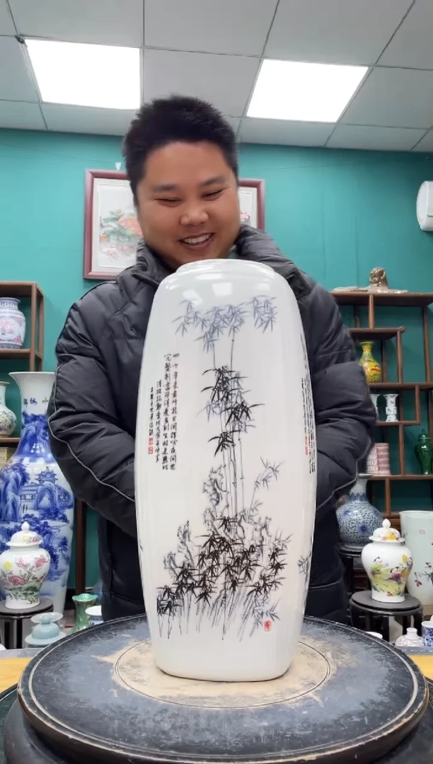 摆件四方瓶陶瓷摆件