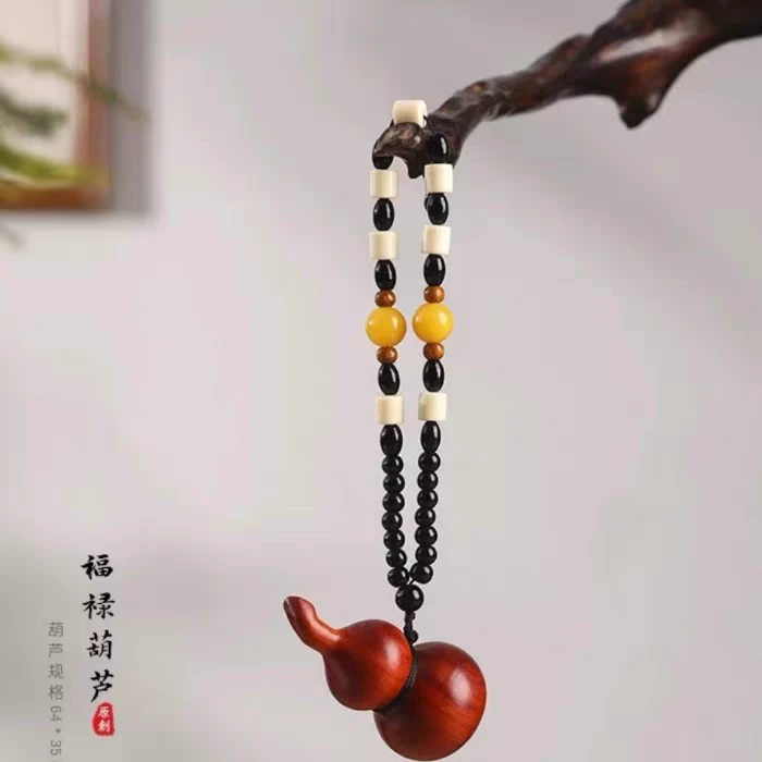 高端赞比亚紫檀木实木葫芦手把件车挂