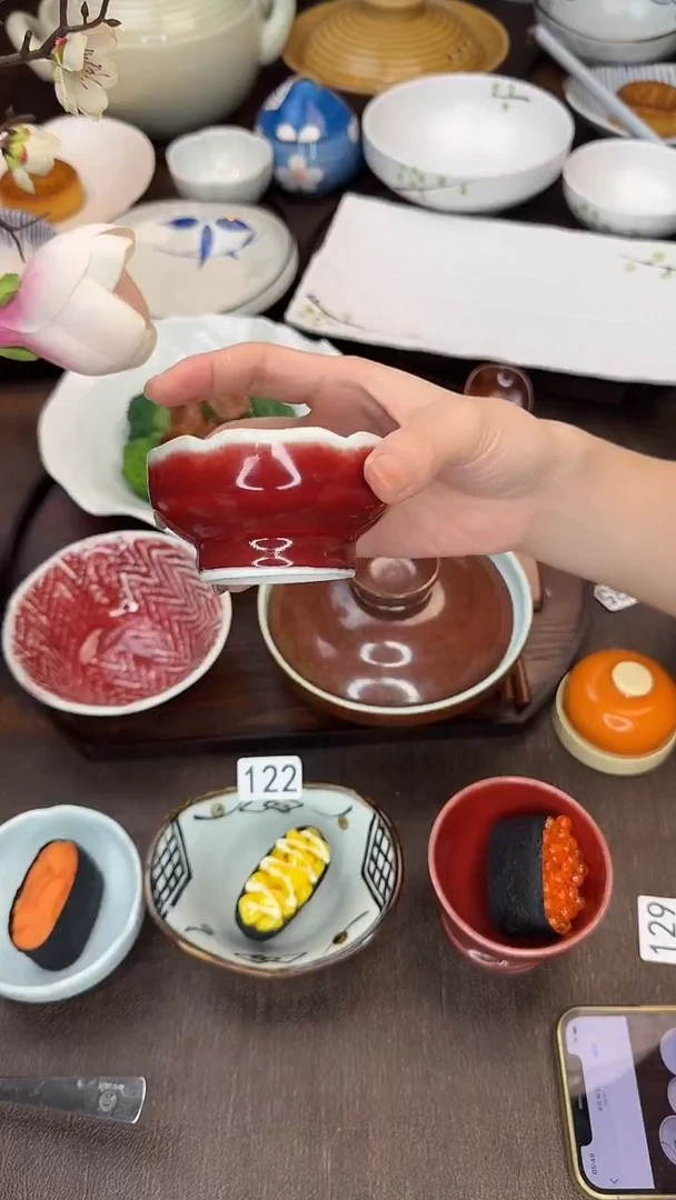 瓷原矿郎红窑变釉蘸料碟