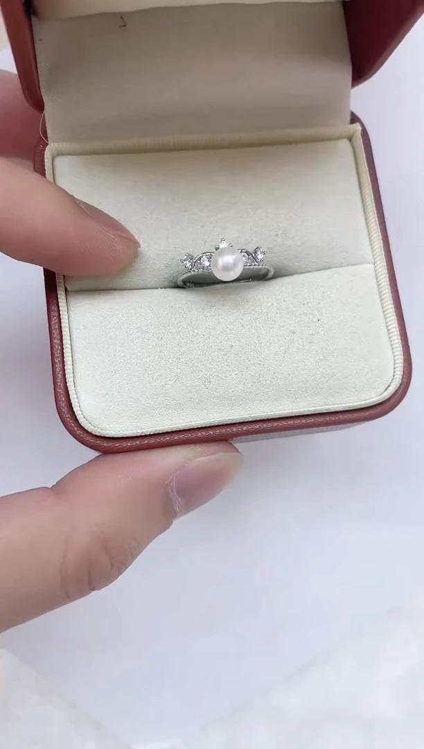 银S925镶嵌海水珍珠戒指海水珍珠戒指