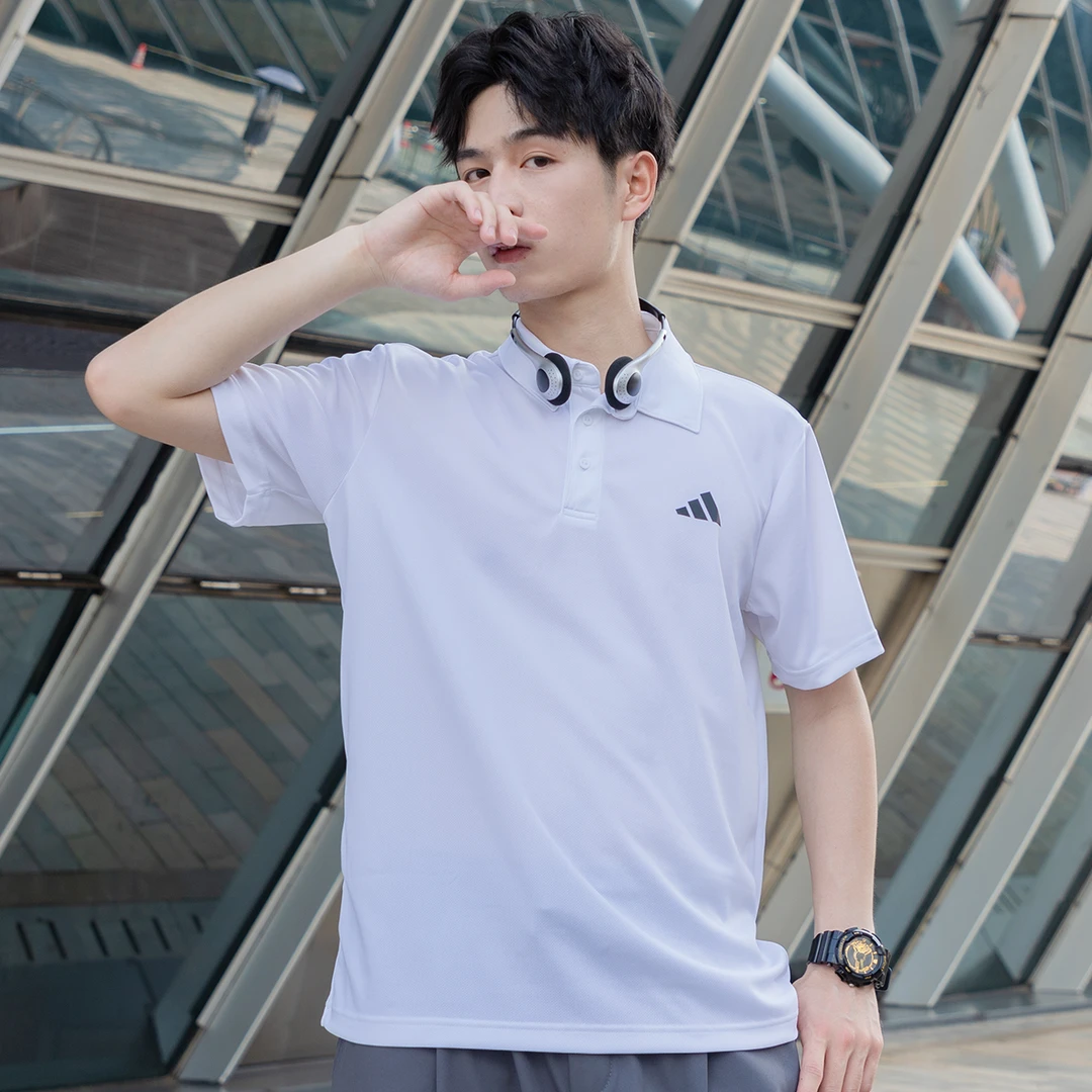 阿迪达斯男子翻领polo衫2025夏季新款户外运动短袖休闲T恤 HR8729