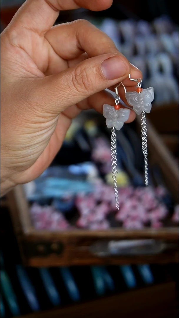 银S925镶嵌和田玉耳饰002