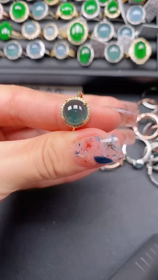 翡翠戒指银S925镶嵌11111