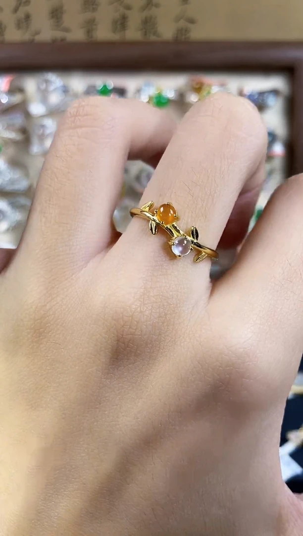 银S925镶嵌戒指翡翠天然A货翡翠67