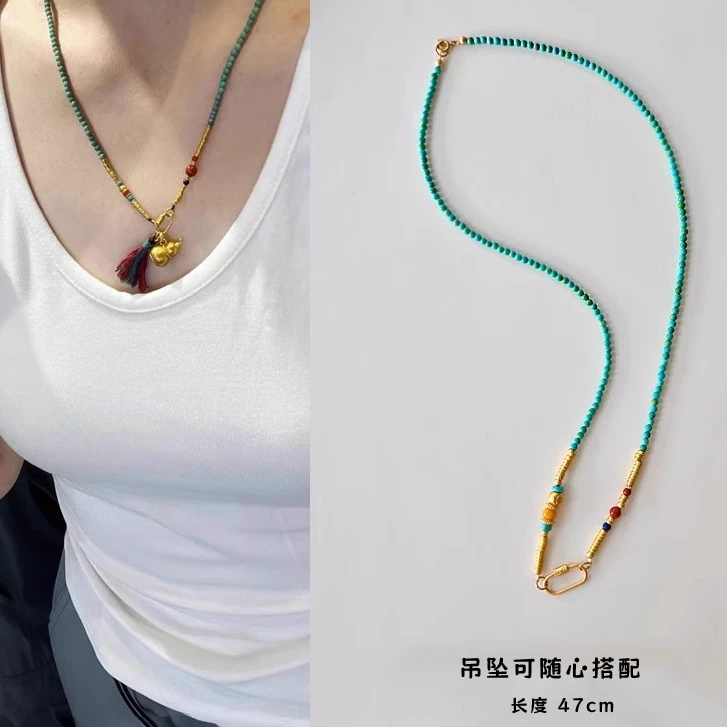 铜合金项链 贝珠项链吊坠挂绳配链氛围感锁骨链万能链链子高货绳