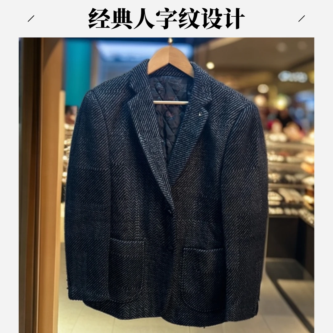 【042】秋季毛呢平驳领常规时尚休闲西服上装