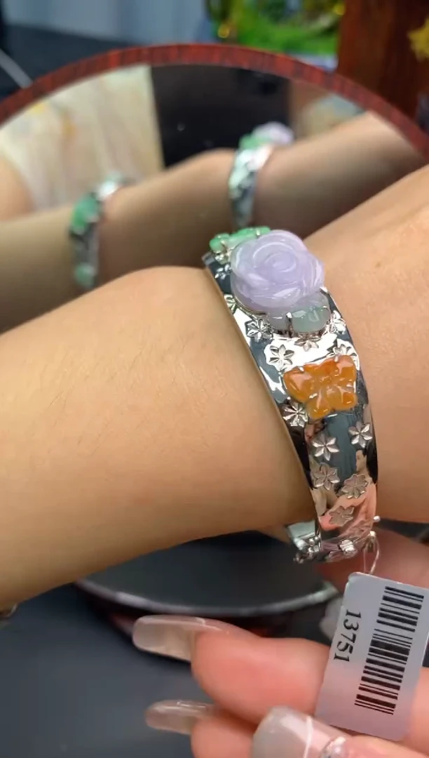 颈饰银S925镶嵌翡翠净货13751