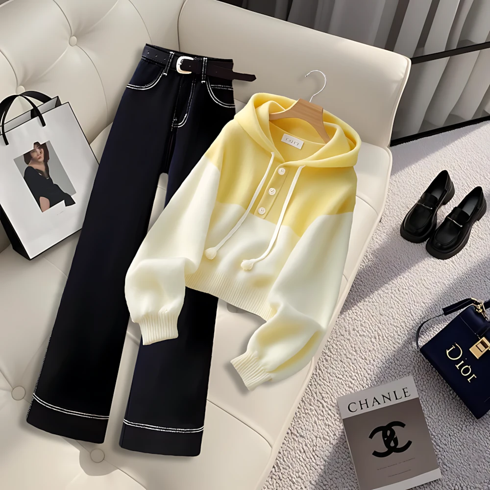 2025新款早春穿搭洋气衣服女小个子休闲气质百搭上衣时尚直筒裤子