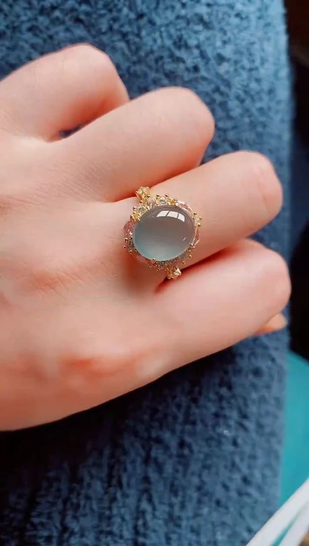 【闪购商品】翡翠戒指银S925镶嵌天然a货翡翠678