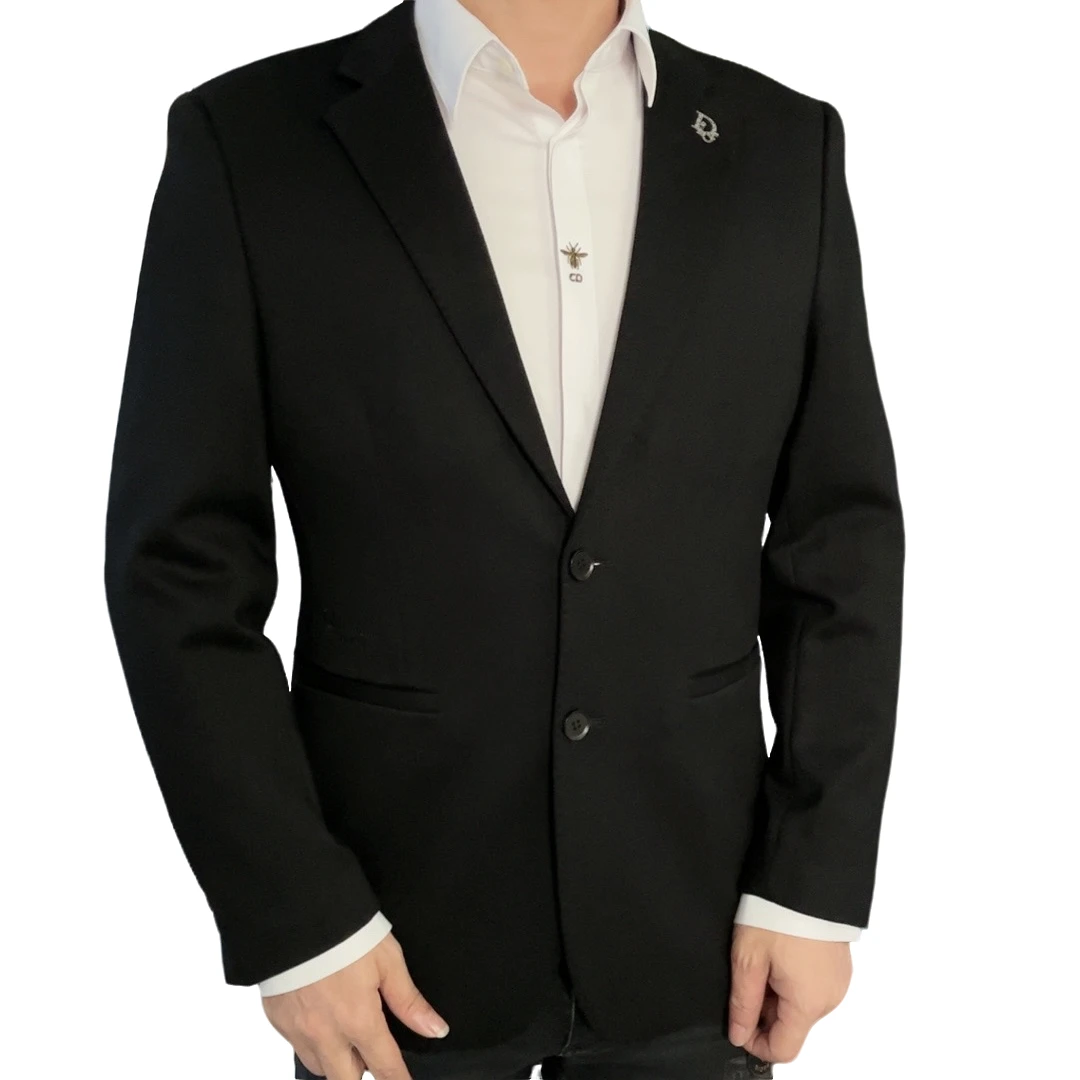 秋冬男士时尚厚款休闲便西潮流百搭简约宽松职业商务黑色西服男款