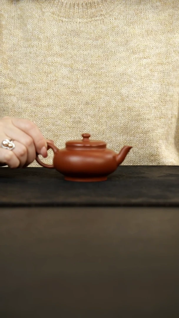 茶壶紫砂扁灯朱泥130cc