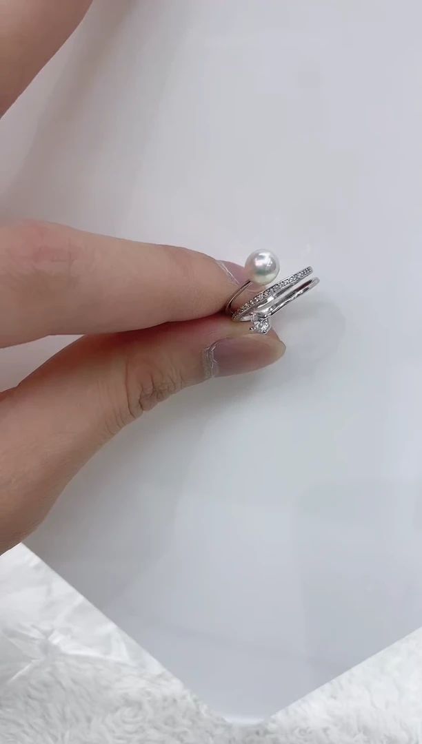 【闪购商品】海水珍珠戒指银S925镶嵌海水珍珠戒指