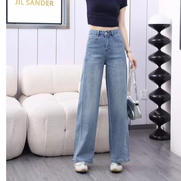 时尚芭蕾女装8513浅蓝色弯刀裤显瘦春夏百搭设计感