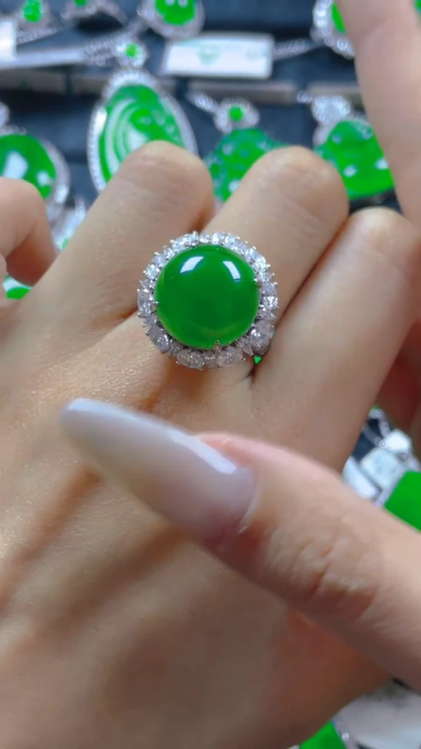 银S925镶嵌戒指翡翠11