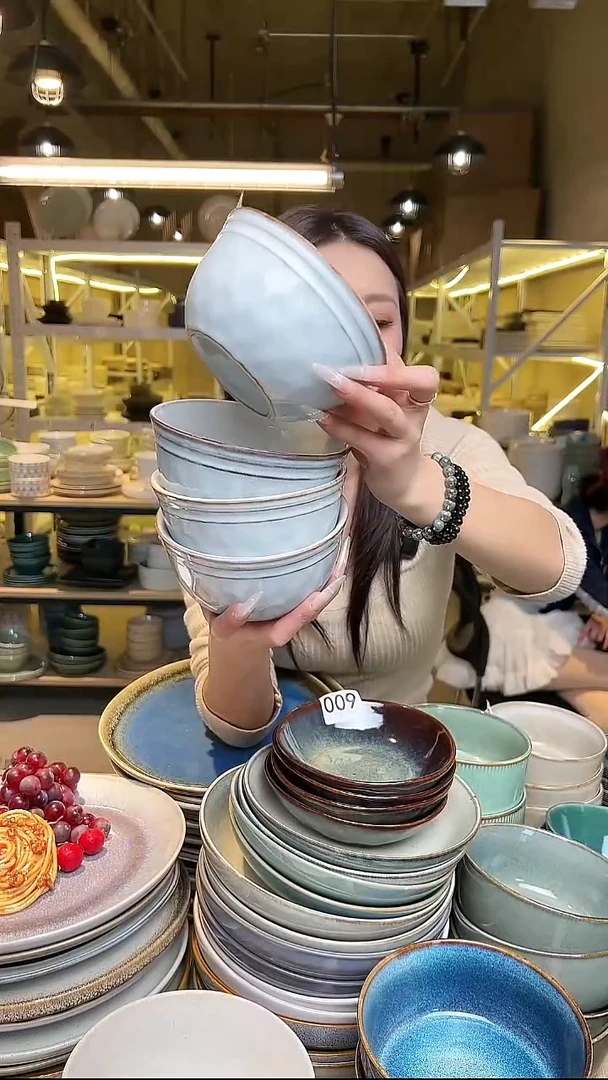 瓷223外贸尾货高温釉下彩陶瓷餐具默认微瑕