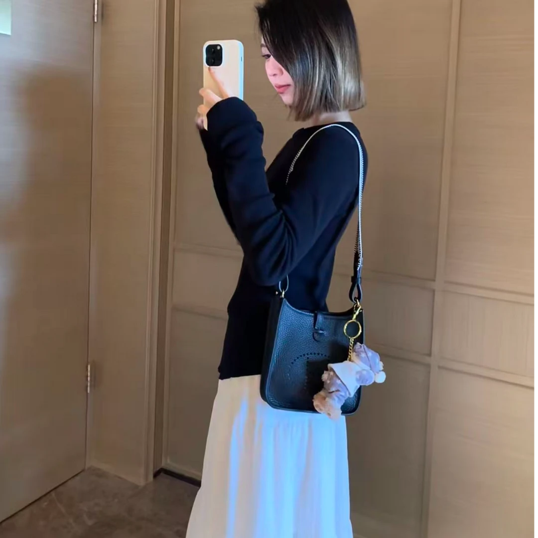 99新 Hermes/爱马仕 展会外场！黑金mini伊芙琳包