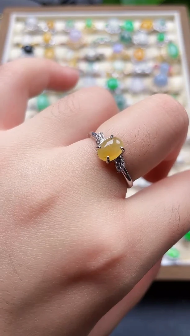 银S925镶嵌戒指翡翠1