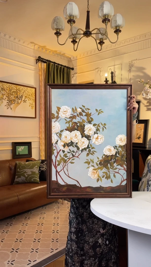 竖款60*80新品山茶花手绘油画