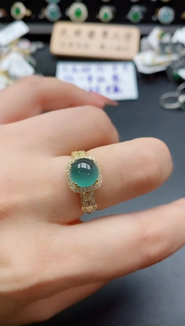 银S925镶嵌戒指翡翠1