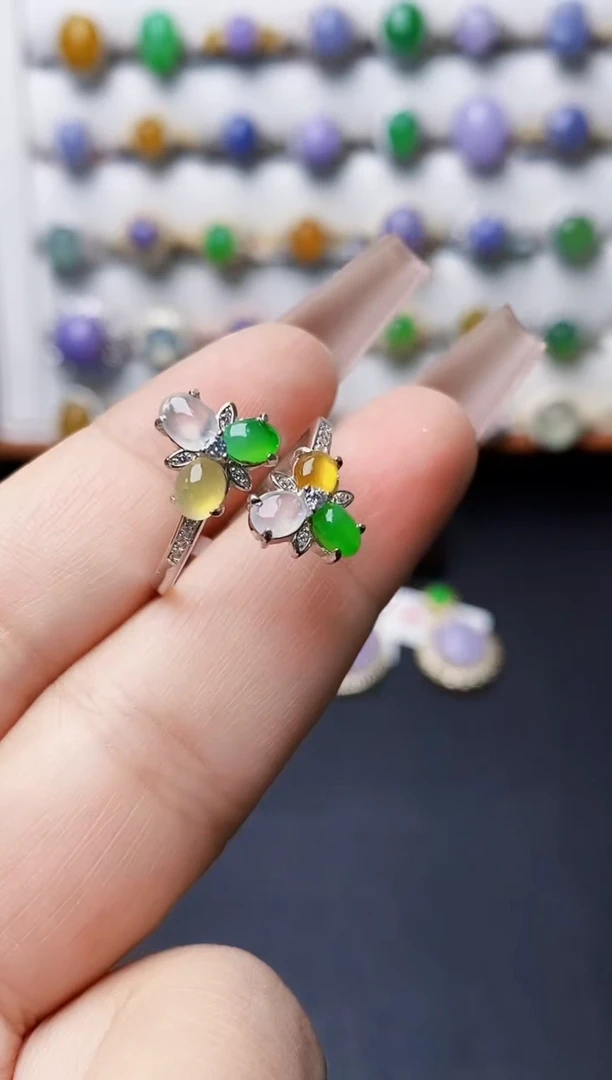 银S925镶嵌戒指翡翠3030