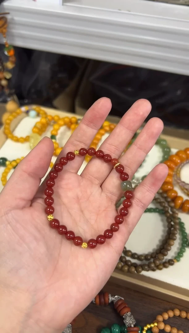 玛瑙/玉髓手链未镶嵌冰红玛瑙和田玉款手链[1630]