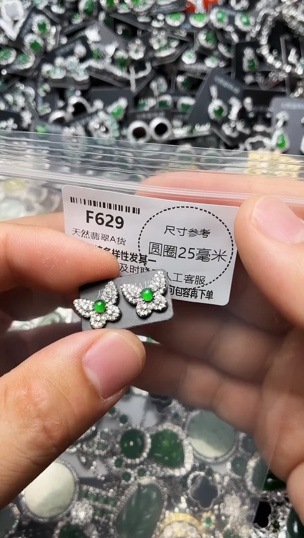 翡翠未镶嵌颈饰F629耳钉