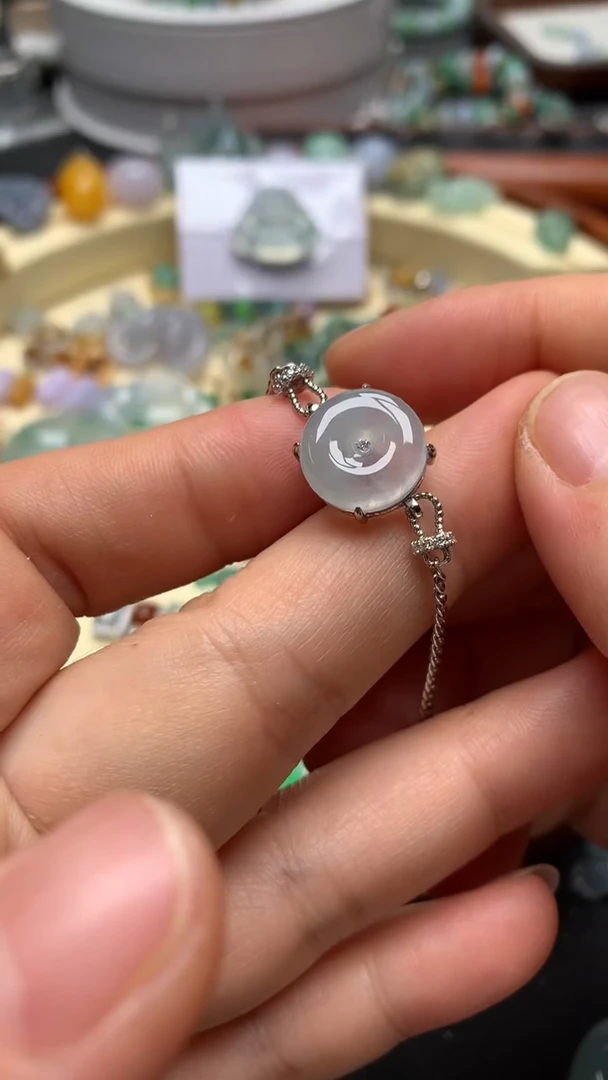 【闪购商品】翡翠手链银S925镶嵌翡翠镶嵌平安扣手链