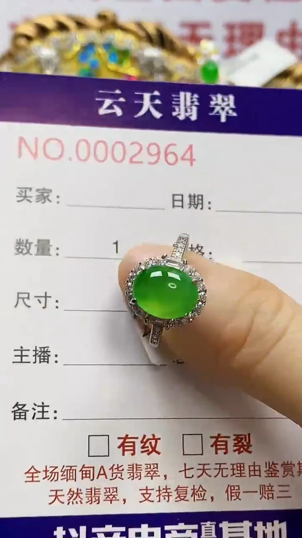 银S925镶嵌戒指翡翠/2964