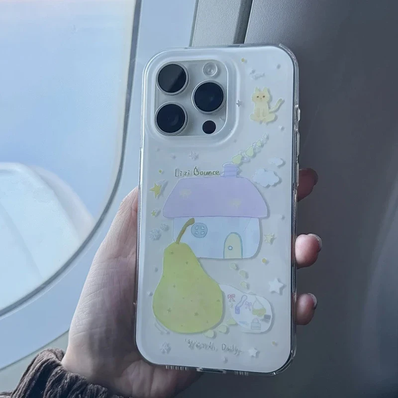 可爱黄梨小屋IMD大孔适用苹果16手机壳iphone15华为14promax小米x
