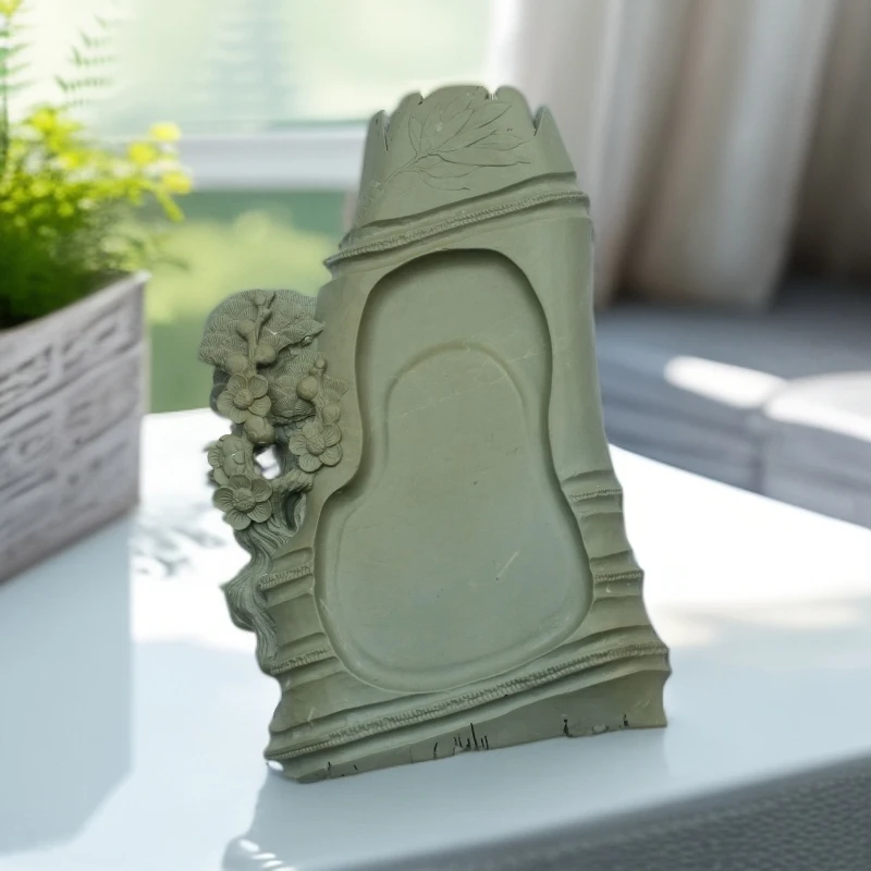 洮砚老坑瓜皮黄文房四宝可节节高升砚台尺寸21x13x3cm
