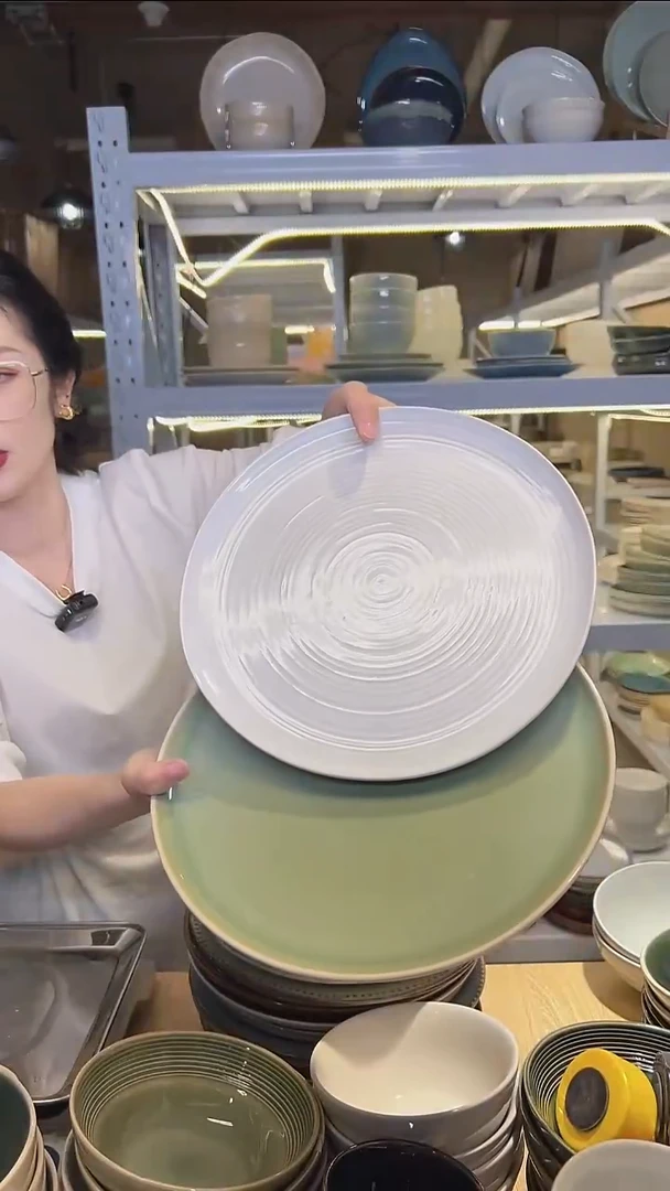 瓷111（大盘鸡）外贸尾货高温釉下彩陶瓷餐具默认微瑕