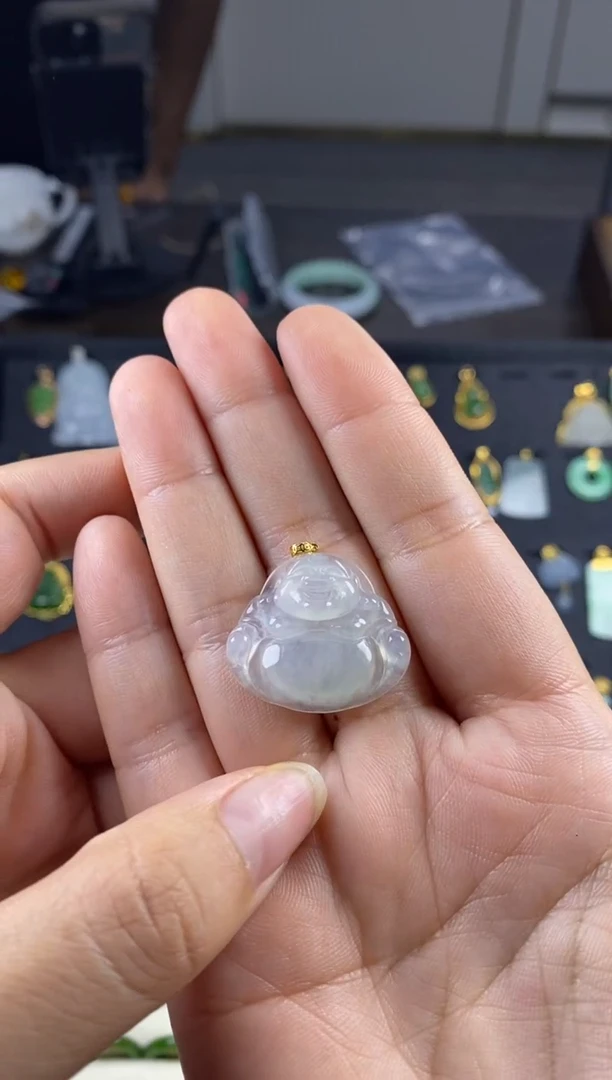 吊坠(不含链)18K金镶嵌翡翠姜*辰冰佛公吊坠