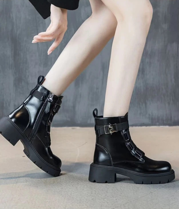 反季节清仓街头风圆头马丁靴短款时尚英伦风女单靴百搭秋季女鞋