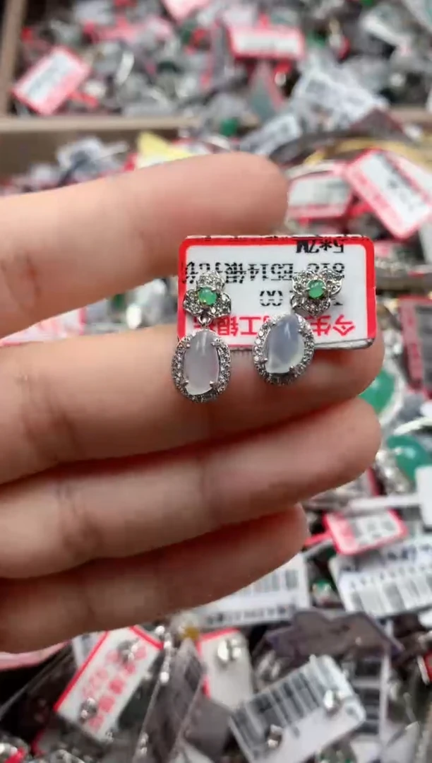 银S925镶嵌戒指翡翠天然A货缅甸翡翠