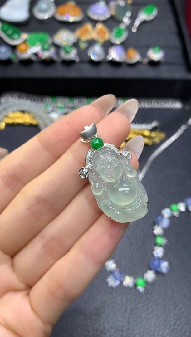 吊坠(不含链)18K金镶嵌翡翠31吊坠不含链