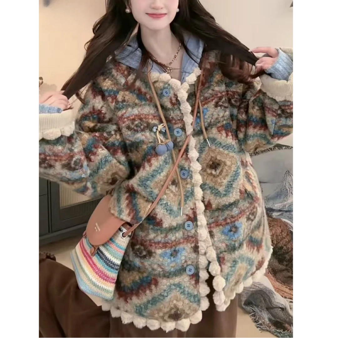 【云补6】2025费尔岛复古圈圈搞毛慵懒风厚外套