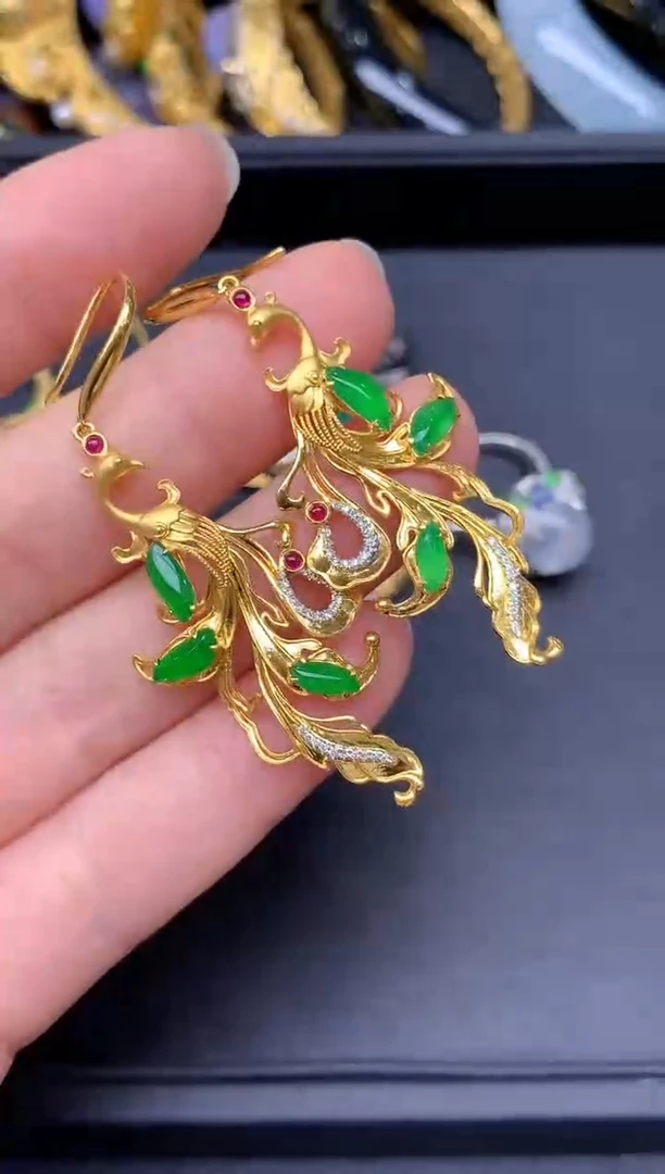 18K金镶嵌翡翠耳饰408-雪姐翡翠天天见
