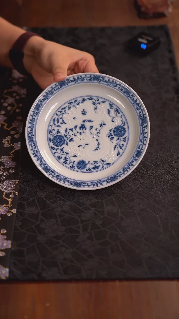 杯快雪时晴堆雕龙纹壶承