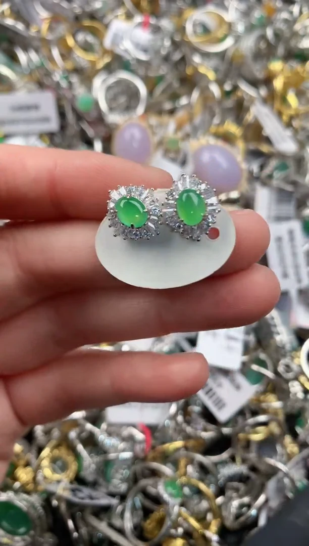 银S925镶嵌戒指翡翠444   6