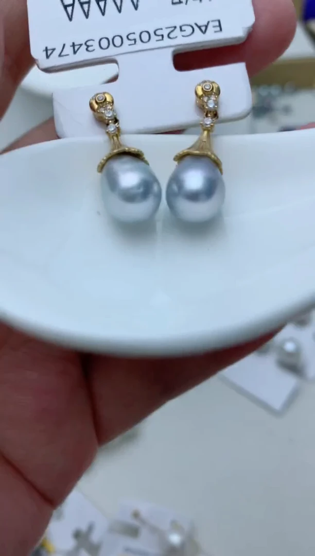 银S925镶嵌耳饰海水珍珠q49