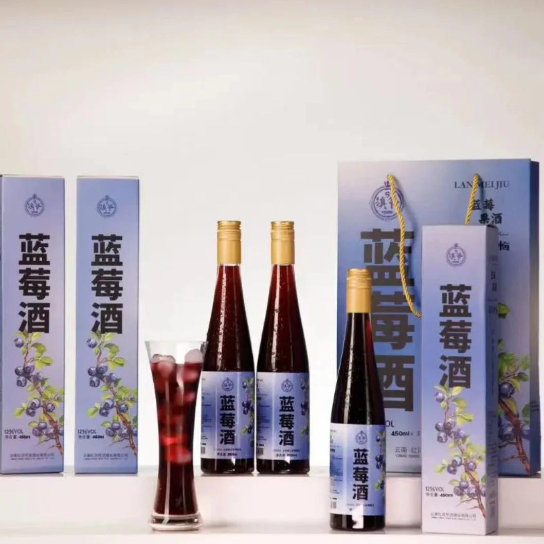 云南蒙自蓝莓可可果酒12度半甜型果香浓郁微醺450ml每瓶不苦不涩