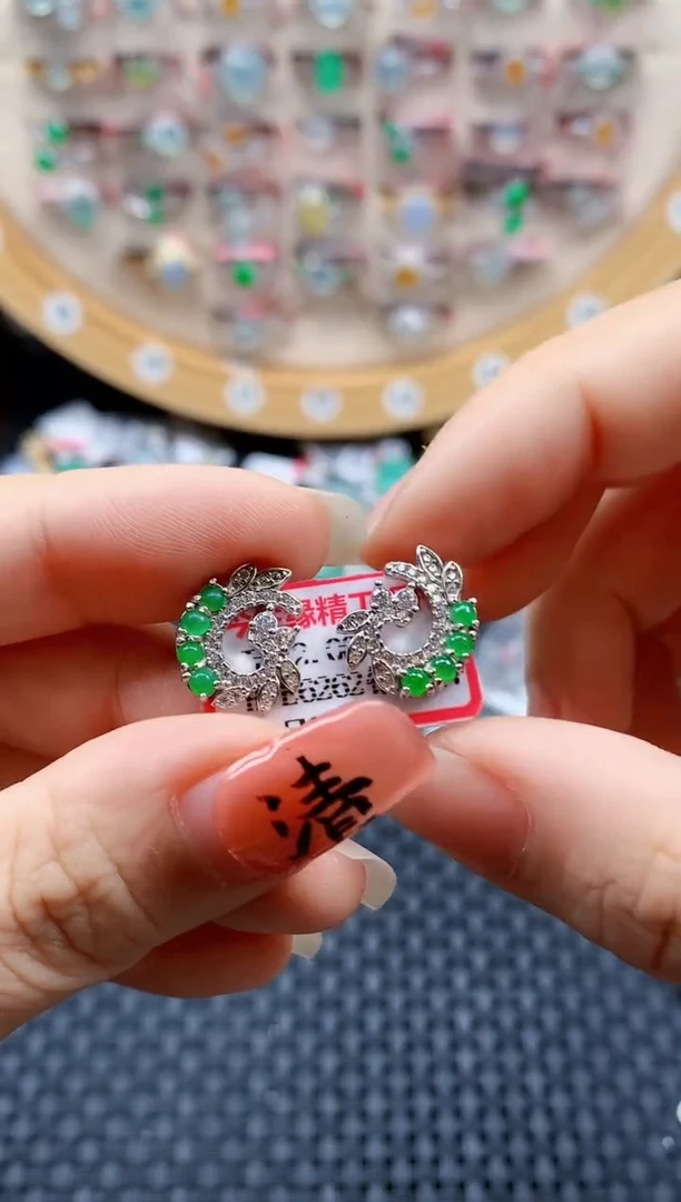 银S925镶嵌戒指翡翠天然A货缅甸翡翠