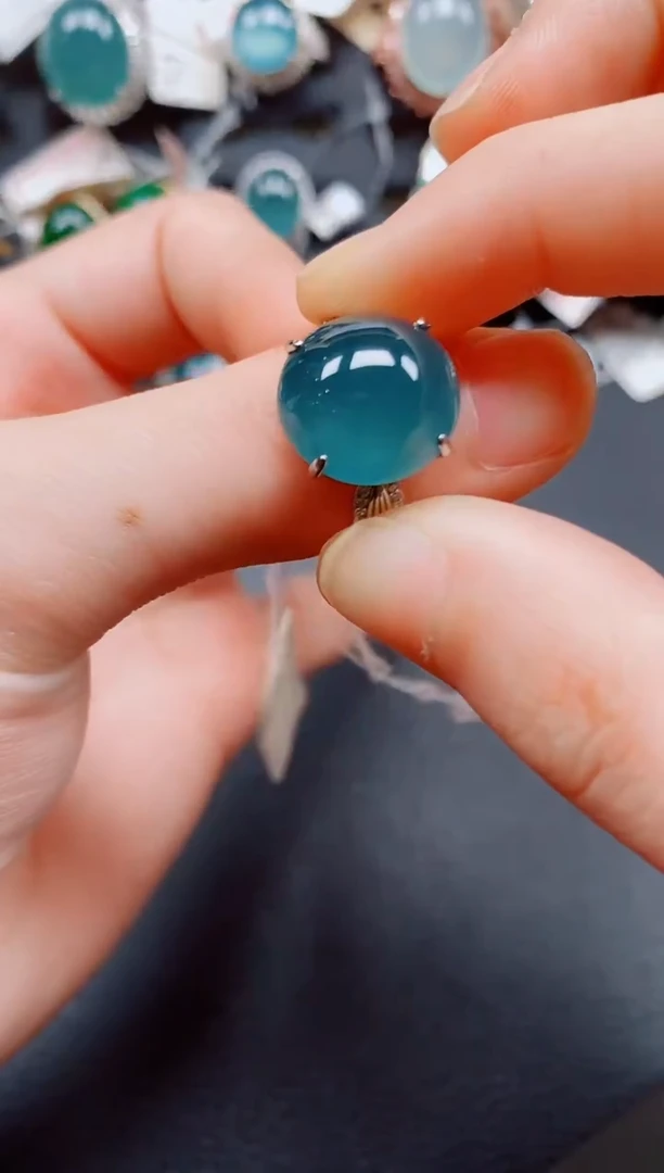 银S925镶嵌戒指翡翠翡翠