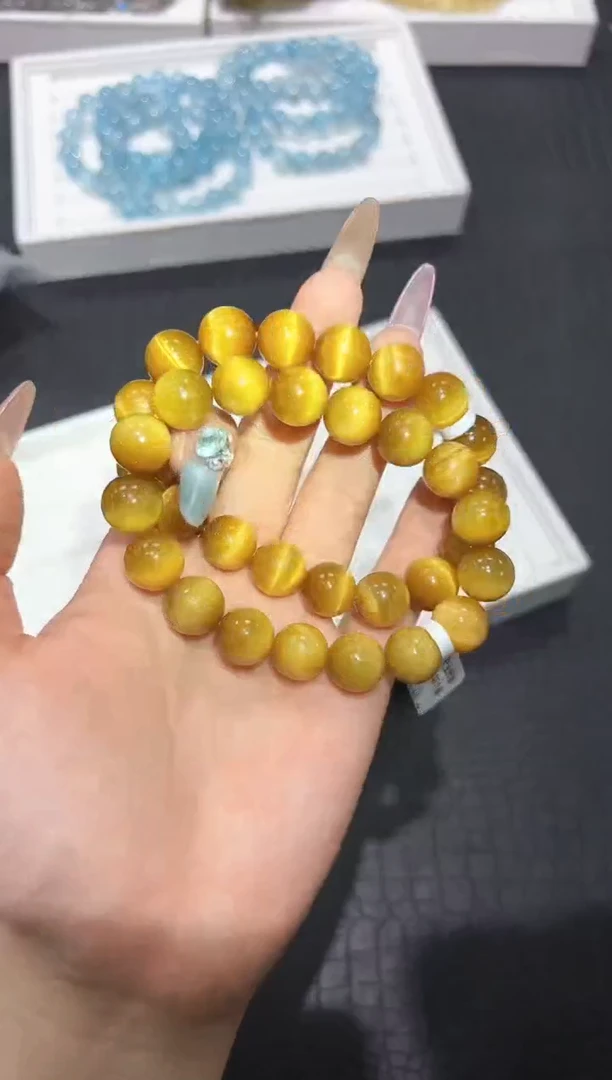 未镶嵌手串木变石（虎睛石）6l多样性发其一【1条】默认微瑕12mm