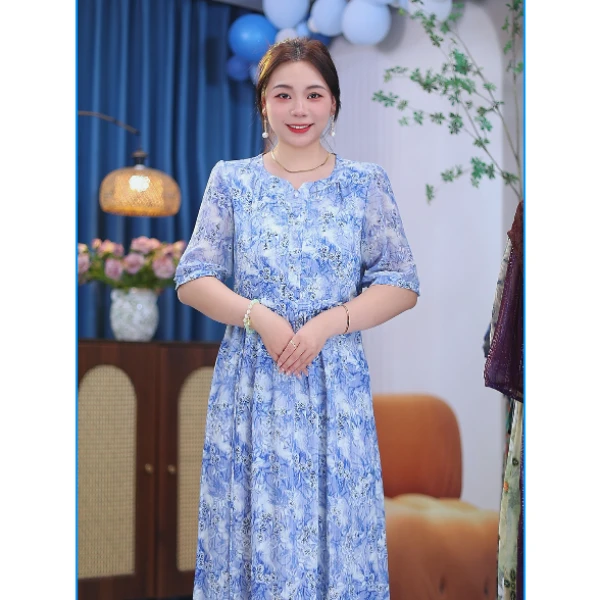 【水仙花裙】夏季简约高端气质宽松腰水滴领连衣裙